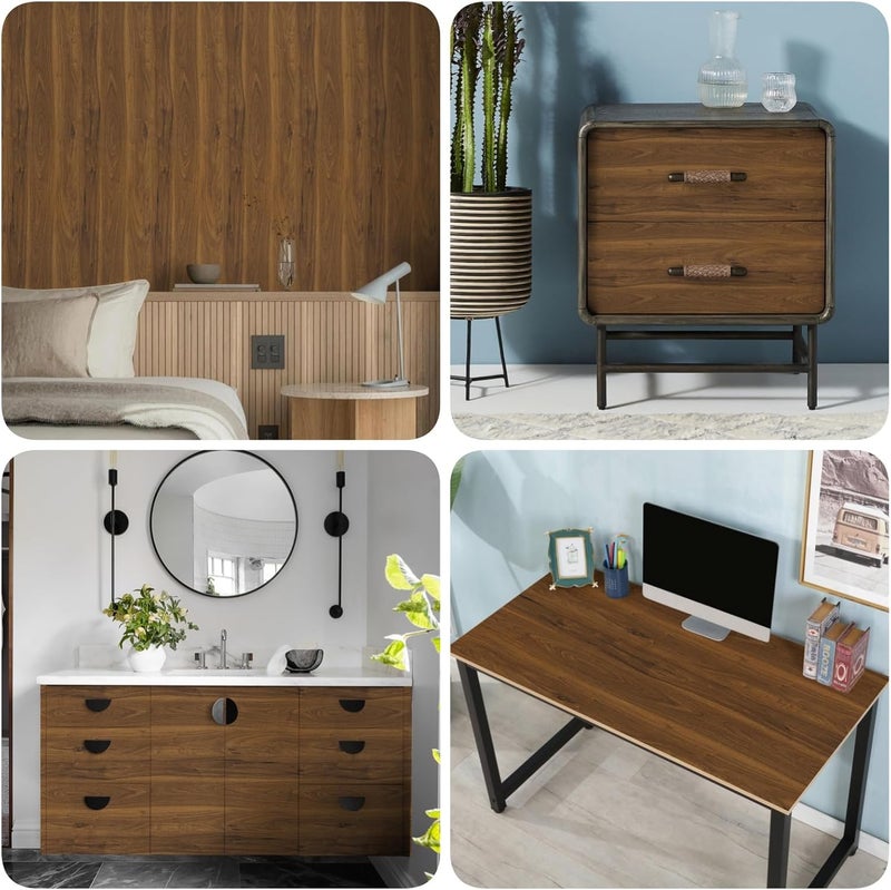 Decoroom ورق لاصق بتصميم خشبي، ورق حائط خشبي قديم سميك للأثاث والخزائن، ورق حائط خشبي طبيعي ذاتي اللصق قابل للإزالة ومقاوم للماء، 15.7 بوصة × 393 بوصة - Image 5